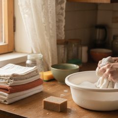 Как отстирать кухонные полотенца от жира и запаха: 6 способов и что из них реально работает